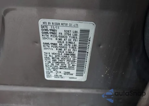 2012 Nissan Murano S/Sl/Le from USA, damaged, VIN JN8AZ1MW5CW209030